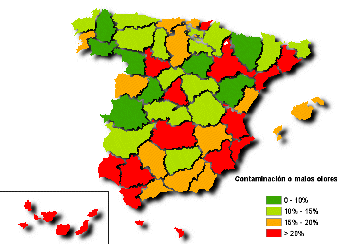 Mapa de olores en España